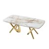 Elegant Stainless Steel Coffee Table With Marble Pattern For Living Room & Office - Gold - Image 5