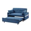 Pull Out Sleep Sofa Bed Loveseats Sofa Couch With Adjsutable Backrest, Storage Pockets, 2 Soft Pillows, USB Ports For Living Room, Bedroom, Apartment, Office - Blue - Image 15