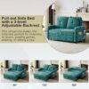 Modern Loveseat Pull Out Sofa Bed With Adjustable Backrest, Two Cup Holders, A Phone Holder, Three Charging Ports And Side Storage Pockets For Living Room - Teal - Image 5