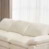 Modern Deep 3 Seat Sofa Couch With Ottoman, Polyester Sofa Sleeper Comfy Upholstered Furniture For Living Room - Beige - Image 6