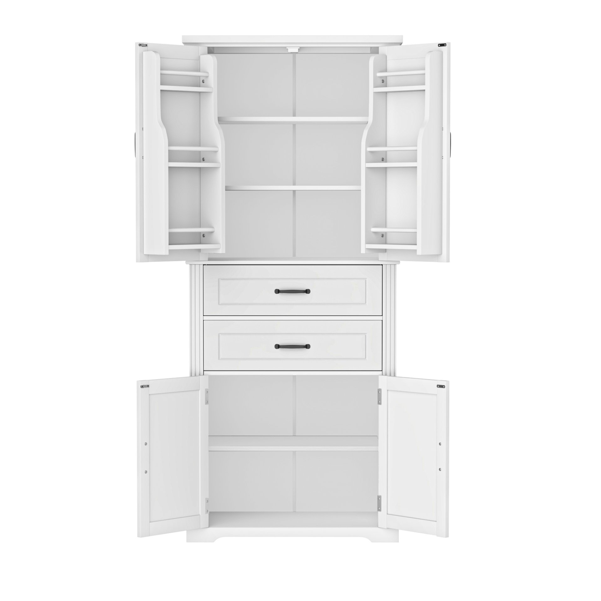 Elegant Multi Functional Storage Cabinet With Slide Rail Drawers, Adjustable Shelves - White - Image 15