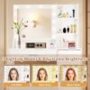 Vanity Desk With Mirror And Adjustable LED Lights, 3 Lighting Modes, Drawer And Storage Cabinet - White - Image 16