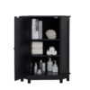 Bathroom Cabinet Triangle Corner Storage Cabinet With Adjustable Shelf Modern Style - Black - Image 12