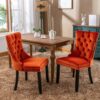 Nikki - Modern, High-End Tufted Solid Wood Contemporary Velvet Upholstered Dining Chair With Wood Legs Nailhead Trim (Set of 2) - Orange - Image 13