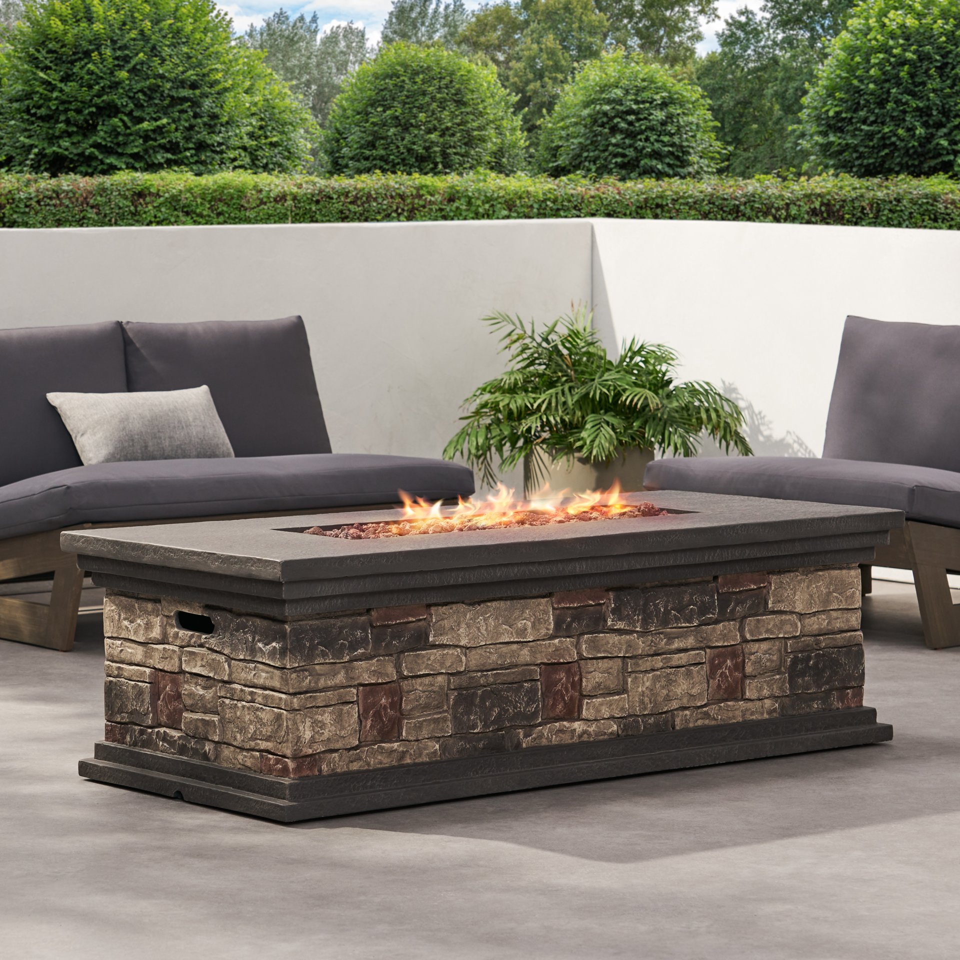 Contemporary Rectangle Fire Pit 50, 000 Btu Magnesium Oxide - Stone Gray - Image 7