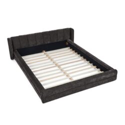 Modern Style Queen Size Upholstered Bed Frame With Headboard Thick Dark - Dark Gray