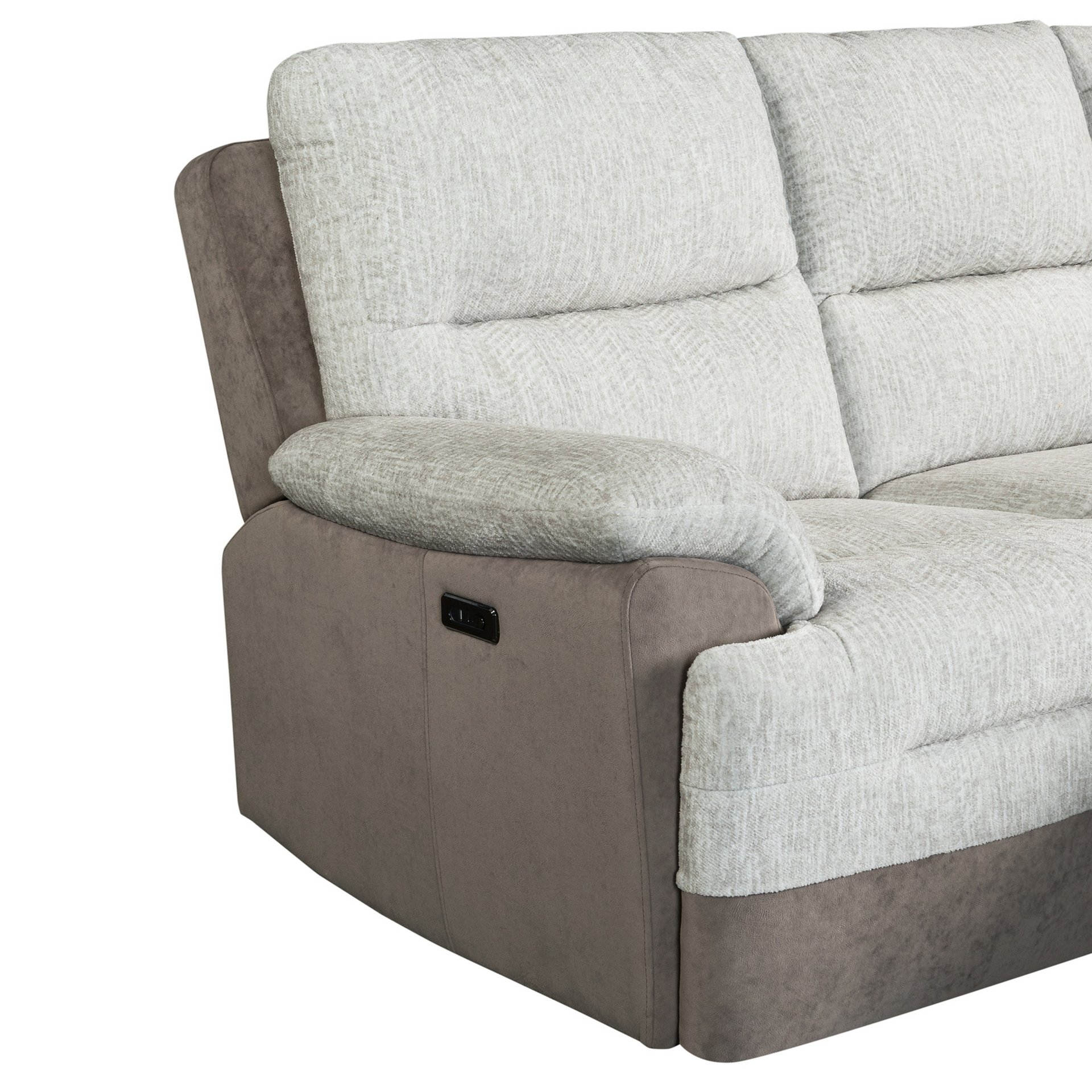 Kia - Sectional With Power And USB - Beige / Brown - Image 6