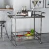 2 Tier Bar Cart, Utility Cart, Rolling Serving Cart, Kitchen Cart With Storage Shelves - Black - Image 5