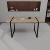 Modern Dining Table Set With Suede Chairs, Rectangular Metal Base, 4 Piece - Gray / Brown - Image 9
