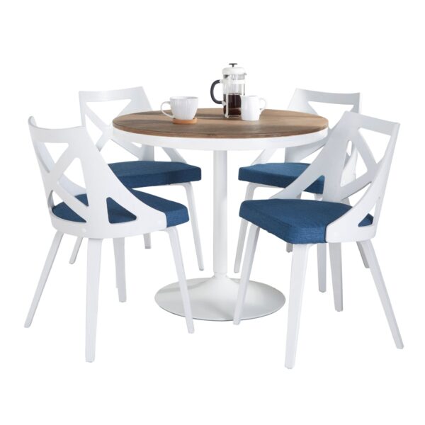 Dakota Charlotte - 5 Piece Contemporary Dining Set - Brown / White / Blue