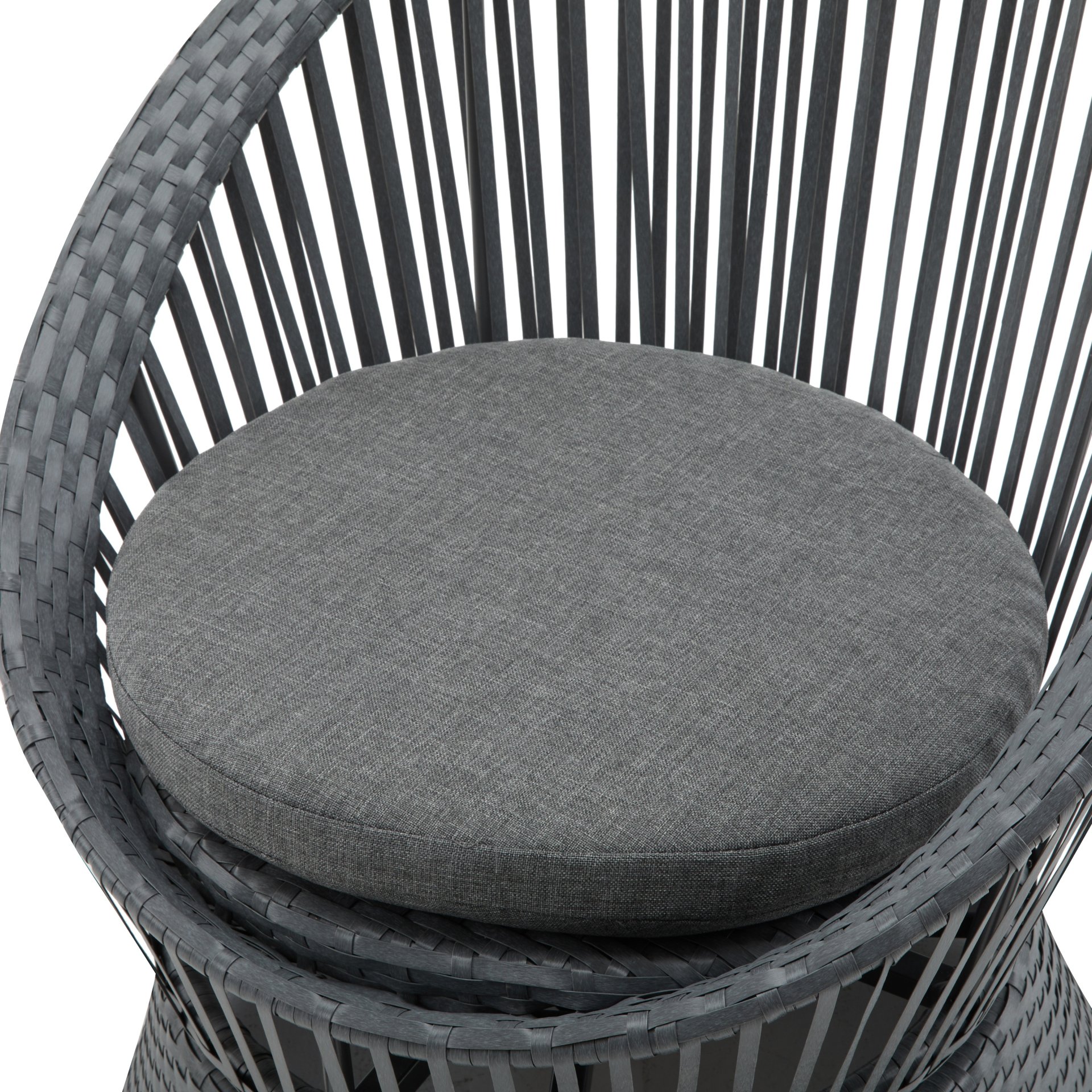 Modern Swivel Wicker Lounge Chair With Pe Rattan And Iron Frame, Round Design - Gray - Image 10