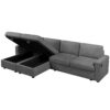 Modern Convertible Sectional Sofa With Storage Chaise Lounges And USB Ports - Dark Gray - Image 14