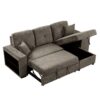 Reversible Sleeper Sectional Sofa Bed With Side Shelf And 2 Stools, Pull-Out L-Shaped Sofa Bed, Corner Sofa-Bed With Storage Chaise Left / Right Hande For Living Room - Knox Charcoal - Image 17