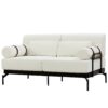 Modern Loveseat Sofa 59" Couch With Flexible USB Ports, Unique Cylindrical Armrests - Beige - Image 9