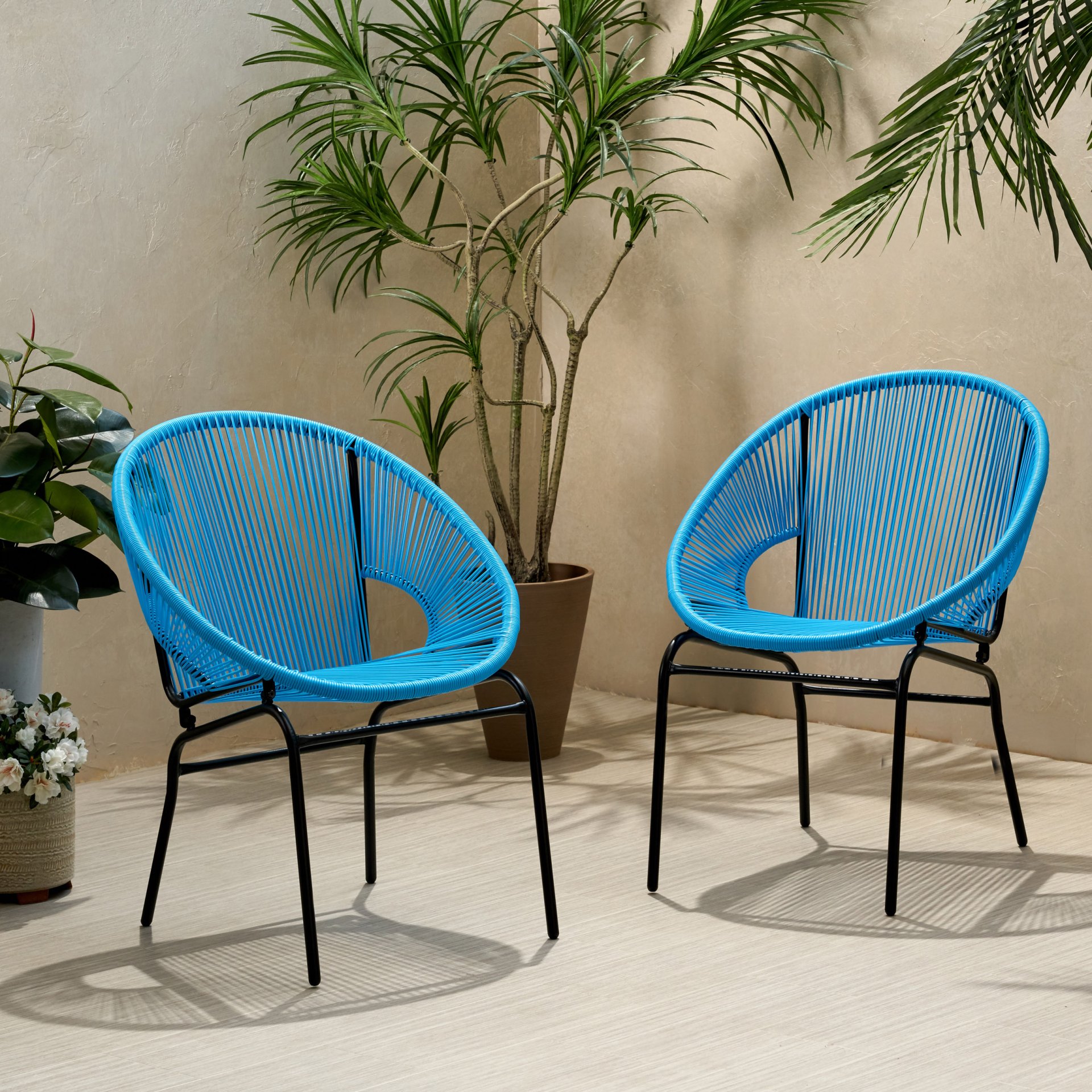 Modern Nusa Chair Outdoor Seating Woven Rope - Blue - Image 2