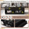 Modern Rectangle Coffee Table With 4 Drawers And 2 Display Shelves, Tempered Glass For Living Room - Black - Image 7
