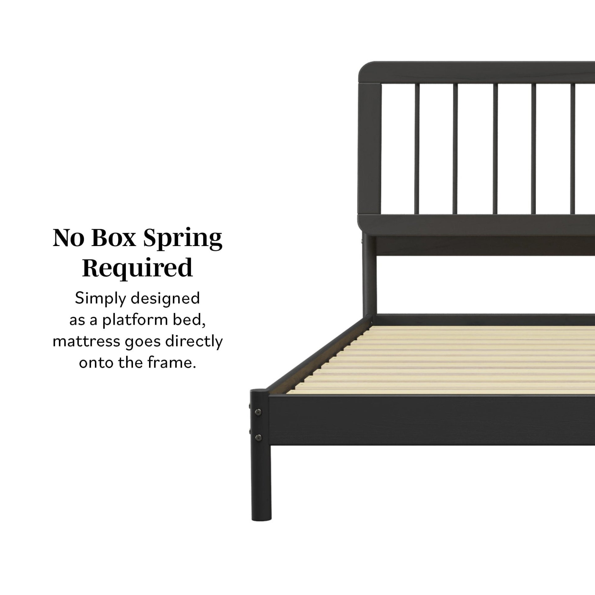 Mid-Century Modern Solid Wood King Spindle Bed - Black - Image 5