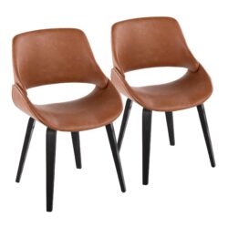 Fabrico - Mid-Century Modern Dining Chair (Set of 2) - Black / Camel