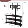 43.3" Multi-Function TV Stand Height Adjustable Bracket Swivel 3 Tier - Black - Image 3