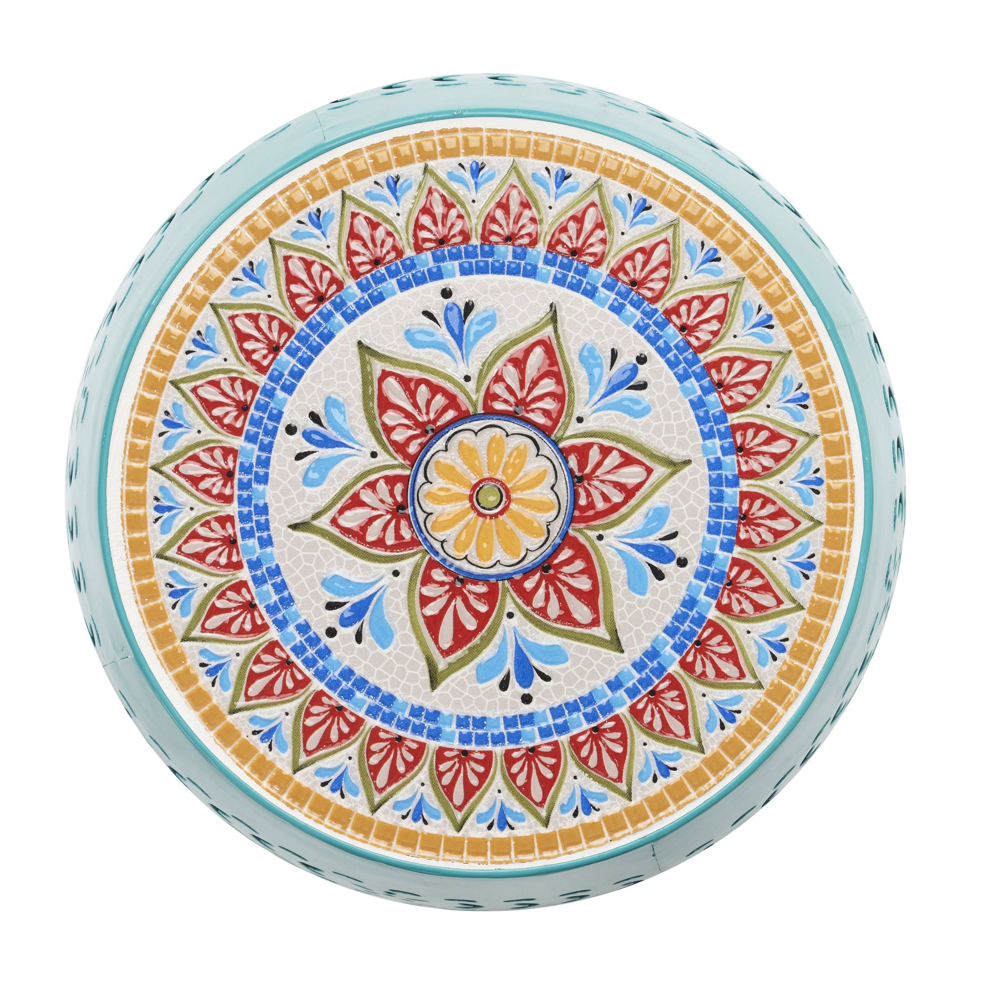 Ruby - Mosaic Style Side Table With Ceramic Tile And Iron Frame - Teal - Image 4