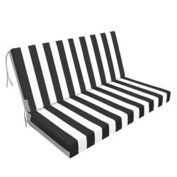 Outdoor Deep Seat Cushions For Patio Furniture, Waterproof Replacement Patio Chair Cushions (Set of 2), Double Seat /White Stripe - Black White