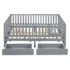 Full Size Daybed With Fence Guardrails And 2 Drawers - Gray - Image 23