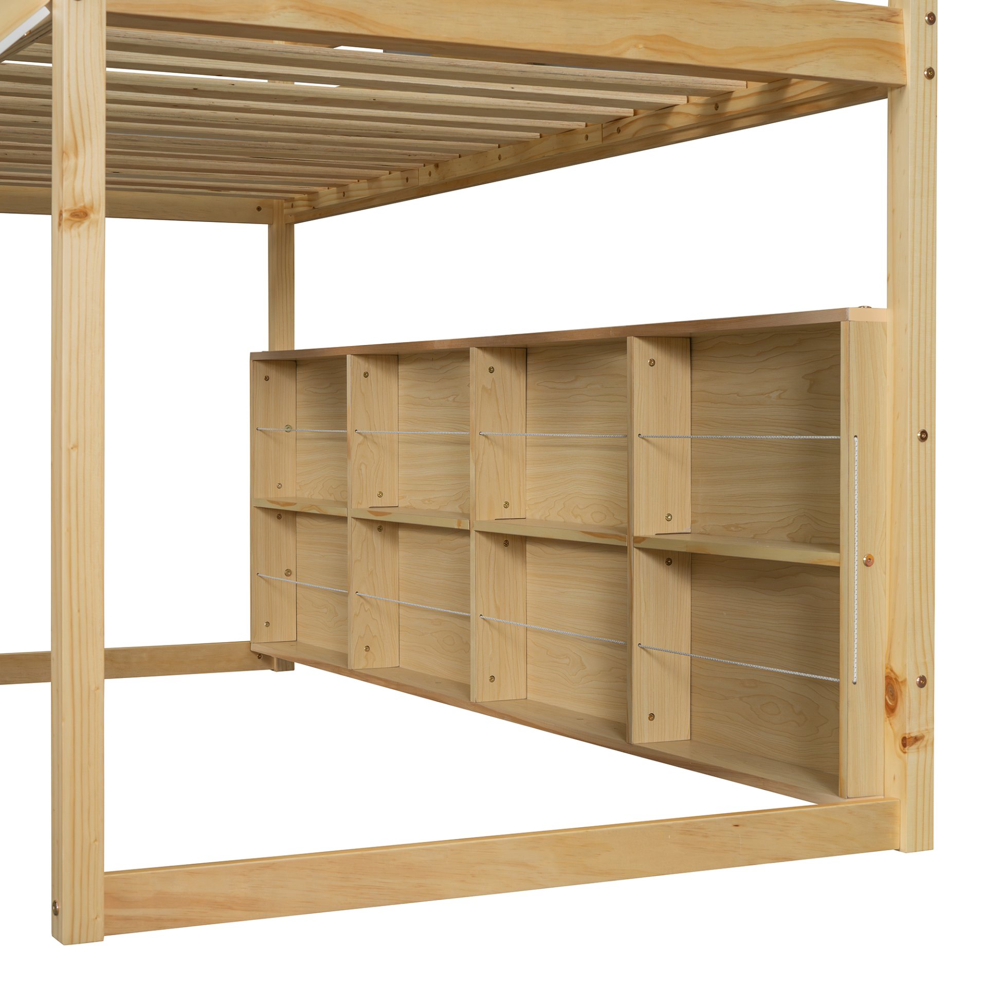 Twin Size Loft Bed With House Shaped Frame And Tent - Natural / Beige - Image 13