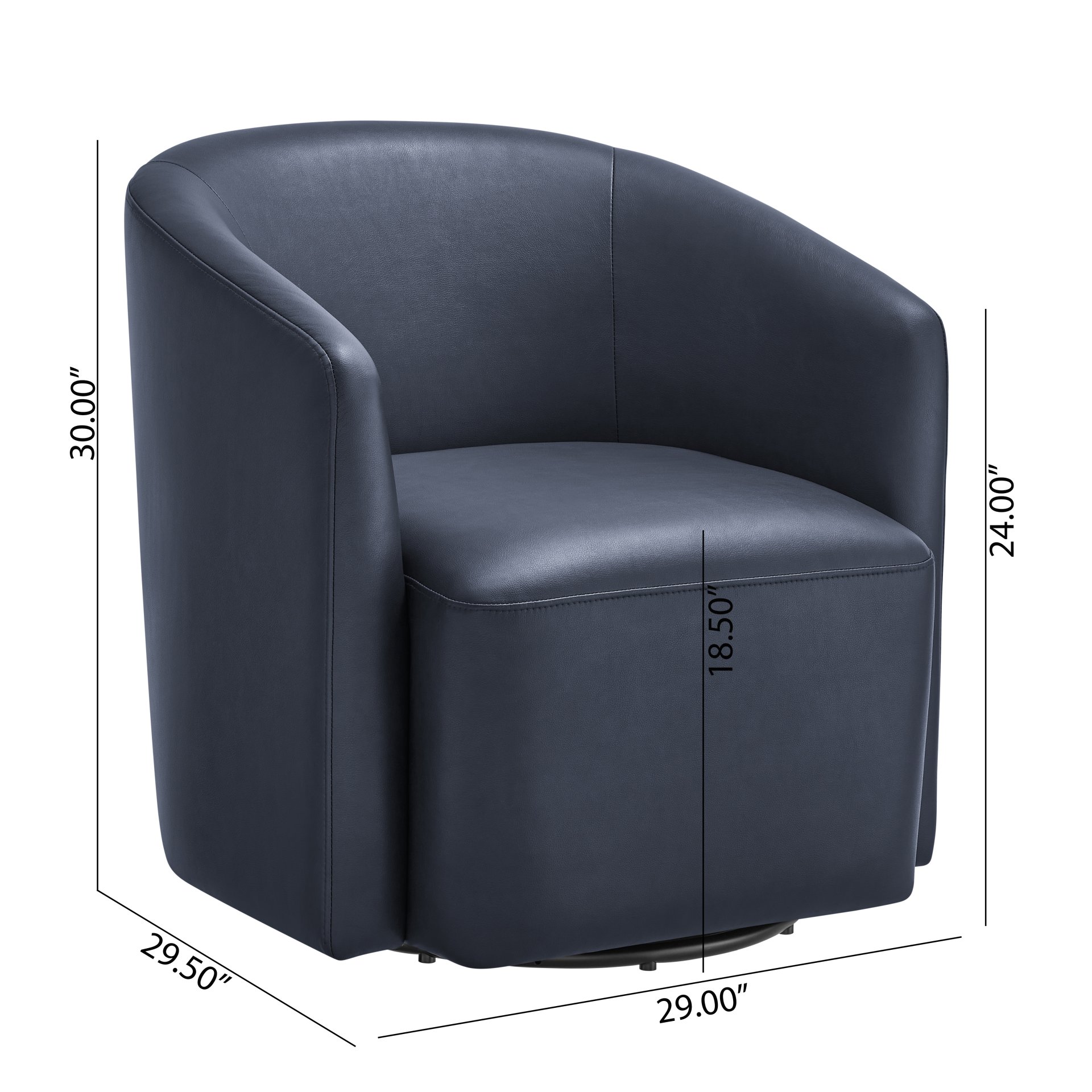 Ardena - Modern Swivel Barrel Chair - Blue - Image 3
