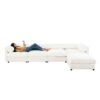 Modular Sectional Sofa With Storage, Cylindrical Support Chenille 4 Seat L Shaped Design - White - Image 7