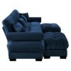 Modern U Shape Modular Sectional Sofa Couch With 2 Movable Ottomans 3 Seat Corner Sofa With Pillows And Bolstered Armrests - Blue - Image 14