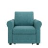 Modern 3 In 1 Convertible Sleeper Chair Bed, Linen Upholstery, Adjustable Backrest - Teal - Image 12