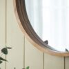Wood Round Mirror, Farmhouse Decor Style Circle Wall Mirror For Living Room Bathroom Entryway - Brown - Image 6