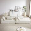 Modern Chenille Upholstered Sectional Sofa Couch Set, Modular L Shaped Sectional Living Room Sofa Set & 6 Pillows, Free Combination - Beige - Image 15