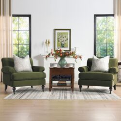Alana Lawson - Accent Arm Chair Casters - Olive Green
