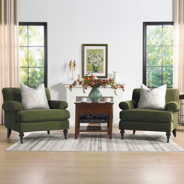Alana Lawson - Accent Arm Chair Casters - Olive Green