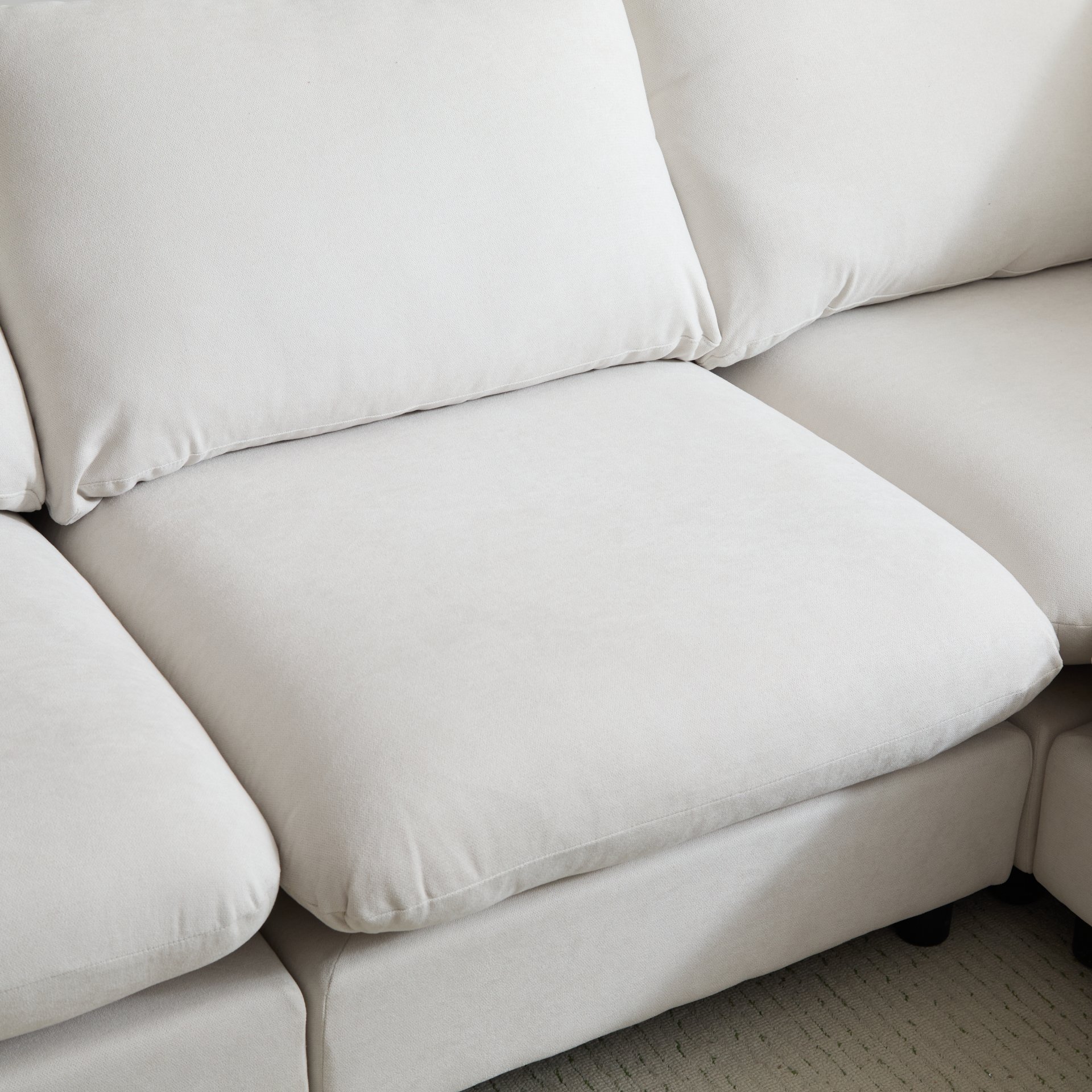 4 Piece L Shaped Modular Free Combination Sectional Sofa Couch For Living Room And Spacious Space - White - Image 9