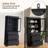 Freestanding Tall Bathroom Cabinet With Adjustable Shelves, Drawers, Soft Close Glass Doors - Black - Image 9