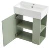 Modern Floating Bathroom Vanity With Ceramic Basin, Perfect For Small Bathrooms, Right Side Storage - Green - Image 11