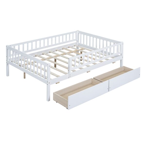 Full Size Daybed Bed With Two Drawers - White