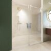Frameless Shower Door, Sliding Shower Door, Premium 5 / 16" (8 Mm) Thick Tempered Glass Shower Enclosure With Towel Bar, Double Side Easy Clean Coat, Finished With Buffer - Brushed Nickel - Image 17
