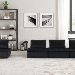 Anna - Velvet 4 Piece Modular Sofa - Black