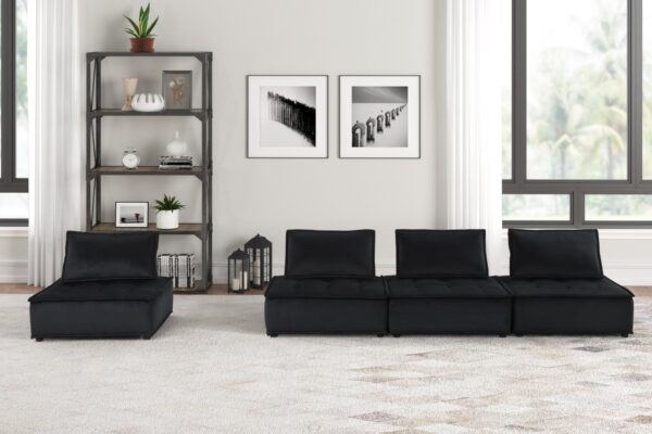 Anna - Velvet 4 Piece Modular Sofa - Black