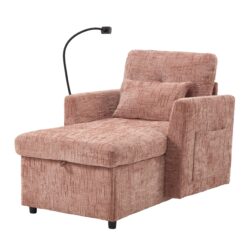 Multifunctional Lazy Person Sofa Recliner With Storage Backrest And Cell Phone Bracket For Living Room And Bedroom - Pink