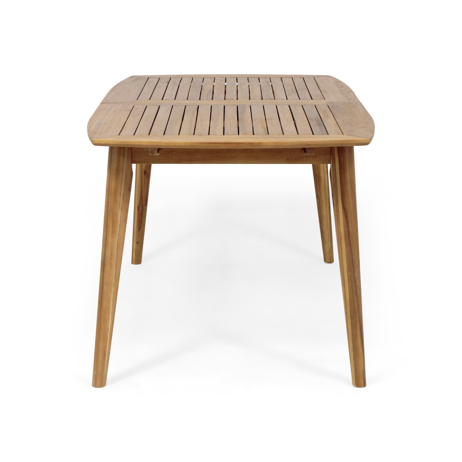 Outdoor Dining Set With Dining Chairs, Acacia Wood Expandable Table, Rattan, Iron Frame - Gray / Teak - Image 15