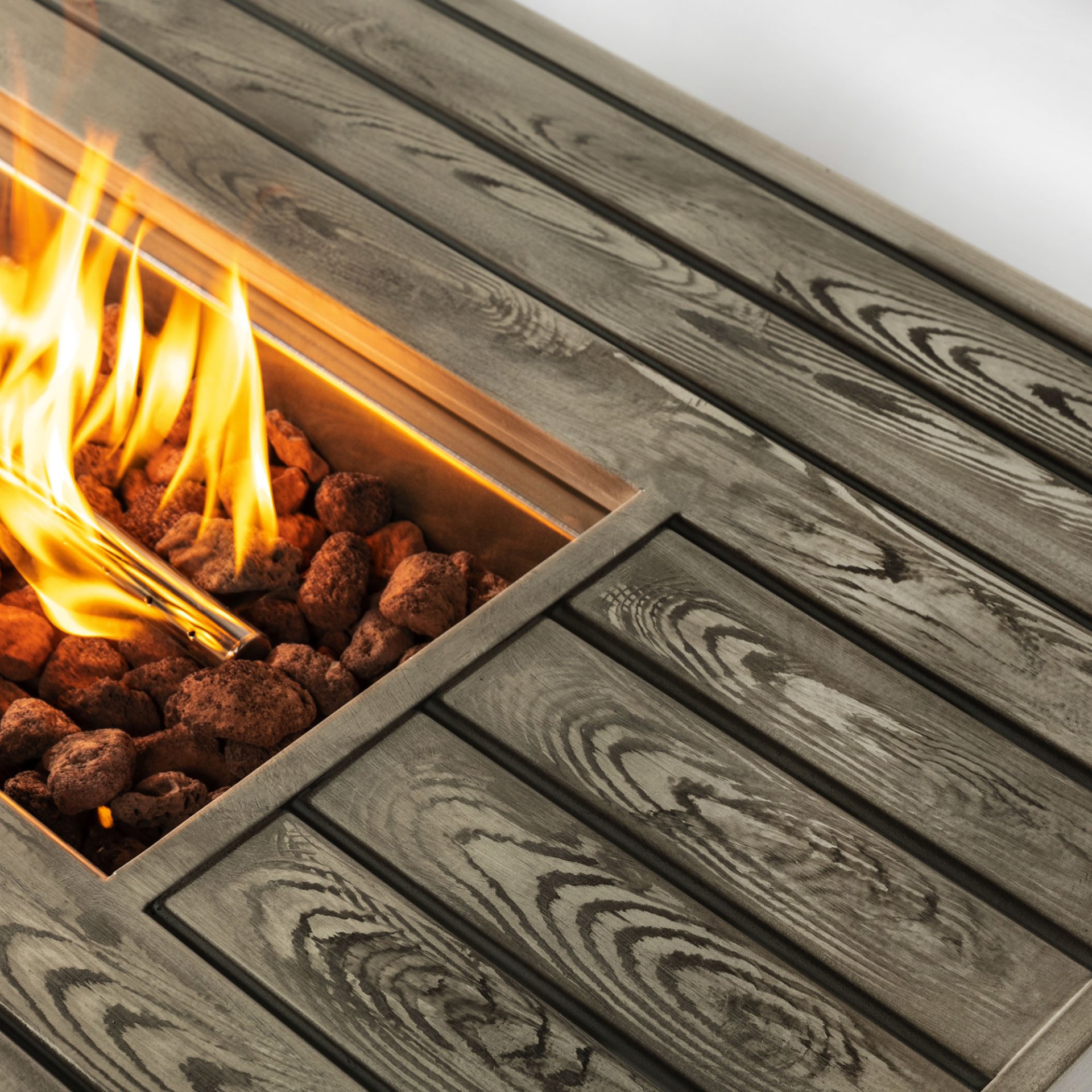 54" Propane Gas Fire Pit Table, 50000 Btu Rectangular Steel Fire Pit With Imitation Wood Grain For Outside Patio Deck Garden Courtyard - Light Beige - Image 10