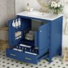 Bathroom Vanity With Single Sink, Combo Cabinet Undermount Sink, Bathroom Storage Cabinet With 2 Doors And A Drawer, Soft Closing, Multifunctional Storage, Solid Wood Frame - Blue - Image 6