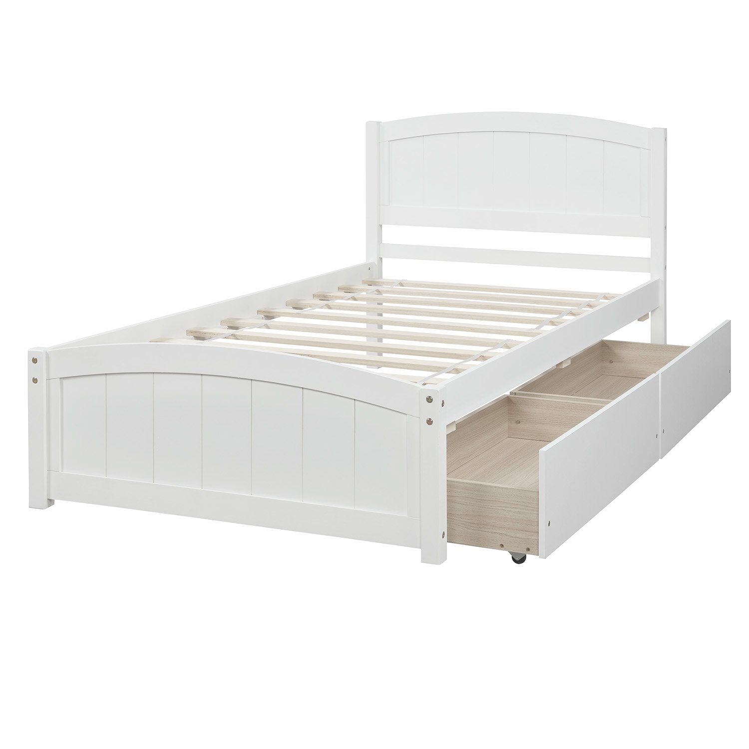 Twin Size Platform Bed & Two Drawers - White - Image 5