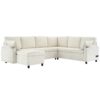 Sectional Sofa Versatile Sofa Bed Sofa Sleeper U - Shaped Sofa With Ample Storage Space, 2 Cup Holders And Charging Ports For Living Room - Beige - Image 14
