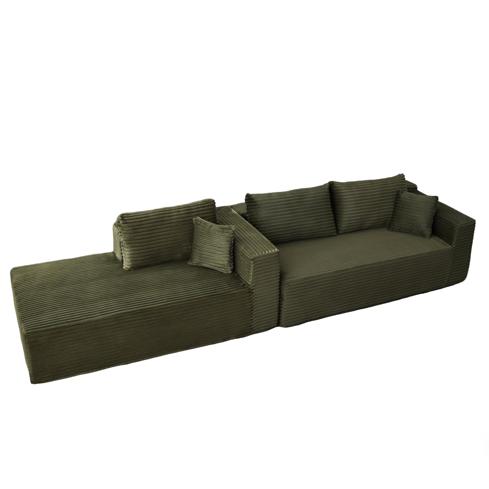 Compression Sectional Couch With Comfy Chaise, Boneless L Shape Sofa With Deep Seat, Minimalist Modular Couches Sleeper - Green - Image 17