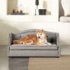 Robin - Tufted Wingback Pet Sofa Bed, Medium, Uptown Resistant High - Gray Stain - Image 8